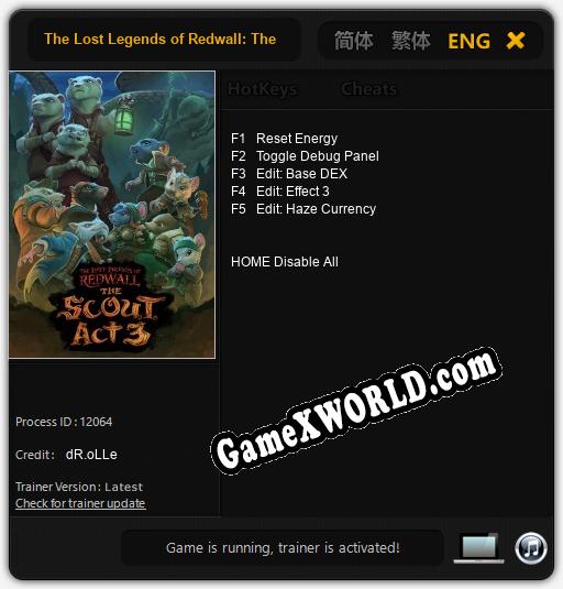 The Lost Legends of Redwall: The Scout Act 3: Читы, Трейнер +5 [dR.oLLe]