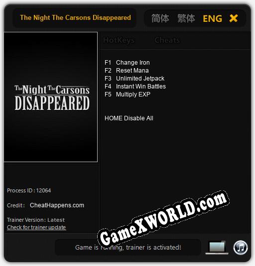 The Night The Carsons Disappeared: Трейнер +5 [v1.5]