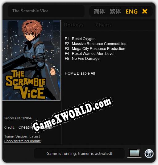 Трейнер для The Scramble Vice [v1.0.4]