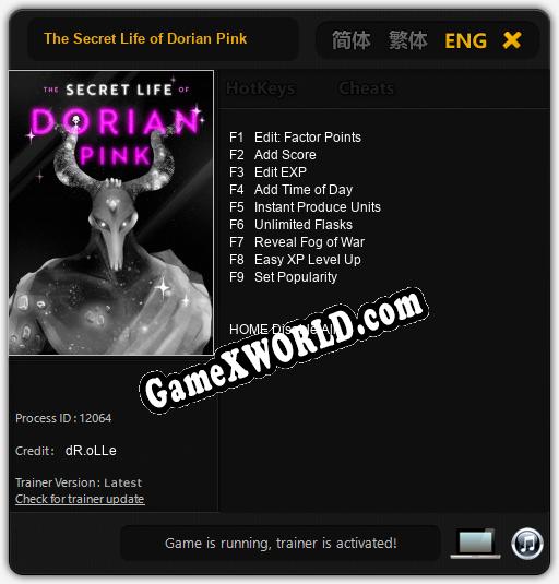 Трейнер для The Secret Life of Dorian Pink [v1.0.2]