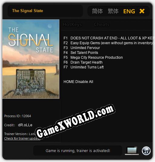 Трейнер для The Signal State [v1.0.2]