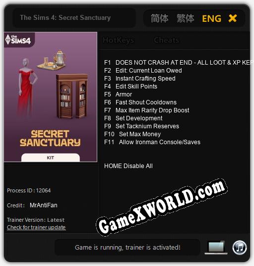 The Sims 4: Secret Sanctuary: Читы, Трейнер +11 [MrAntiFan]