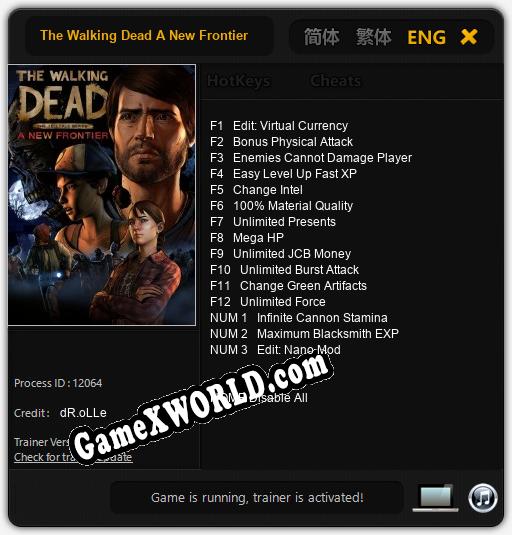 The Walking Dead A New Frontier: ТРЕЙНЕР И ЧИТЫ (V1.0.8)