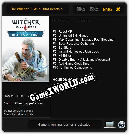 The Witcher 3: Wild Hunt Hearts of Stone: ТРЕЙНЕР И ЧИТЫ (V1.0.66)