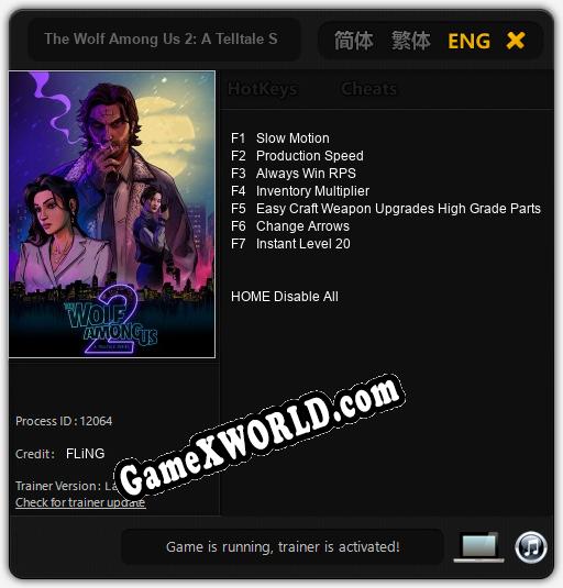 Трейнер для The Wolf Among Us 2: A Telltale Series [v1.0.6]