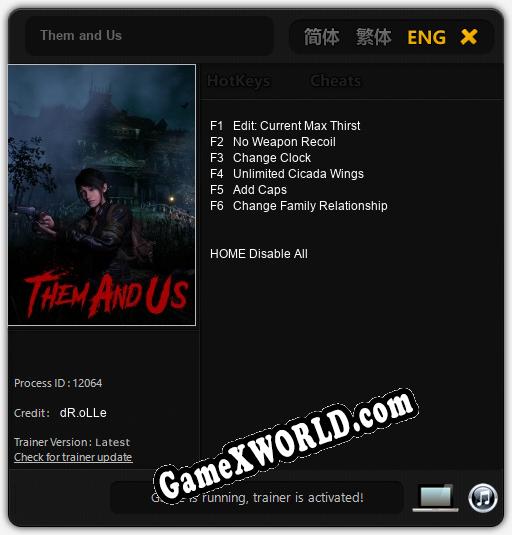 Трейнер для Them and Us [v1.0.5]