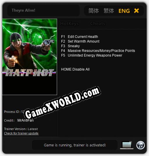 Трейнер для Theyre Alive! [v1.0.8]