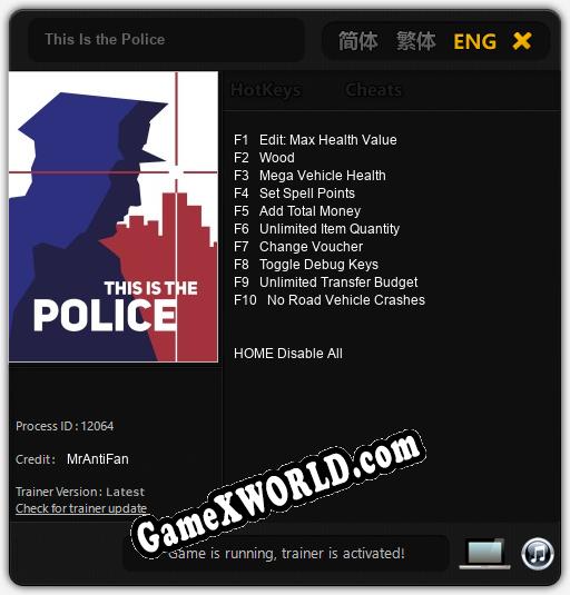 This Is the Police: Трейнер +10 [v1.5]