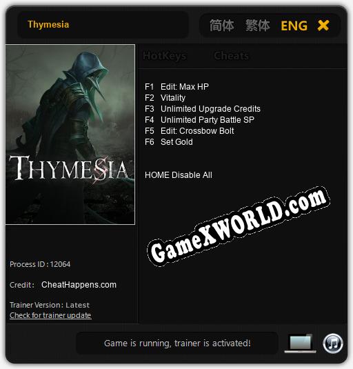 Трейнер для Thymesia [v1.0.9]