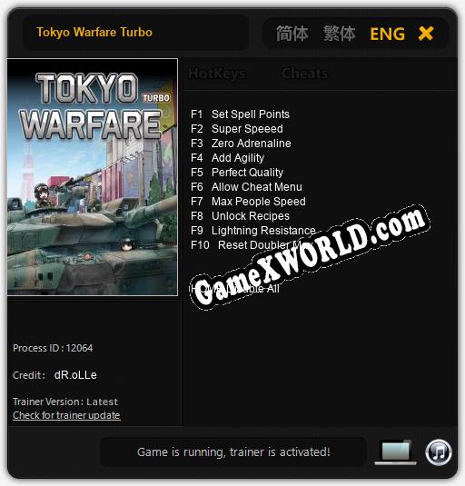 Tokyo Warfare Turbo: Трейнер +10 [v1.4]