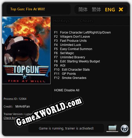Top Gun: Fire At Will!: Читы, Трейнер +12 [MrAntiFan]