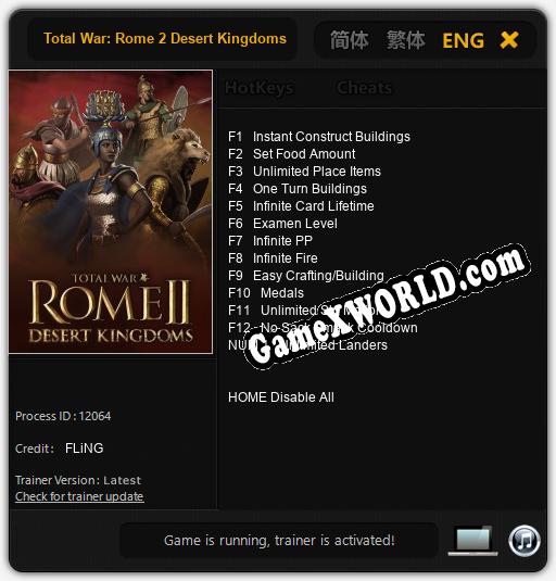Total War: Rome 2 Desert Kingdoms: Читы, Трейнер +13 [FLiNG]