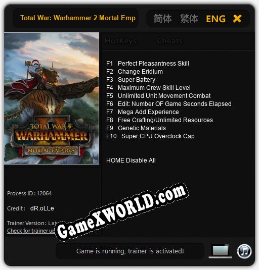 Total War: Warhammer 2 Mortal Empires: Читы, Трейнер +10 [dR.oLLe]