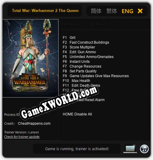 Трейнер для Total War: Warhammer 2 The Queen and The Crone [v1.0.9]