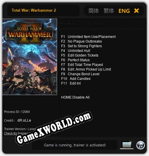 Total War: Warhammer 2: ТРЕЙНЕР И ЧИТЫ (V1.0.58)