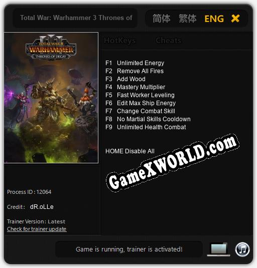 Total War: Warhammer 3 Thrones of Decay: Читы, Трейнер +9 [dR.oLLe]