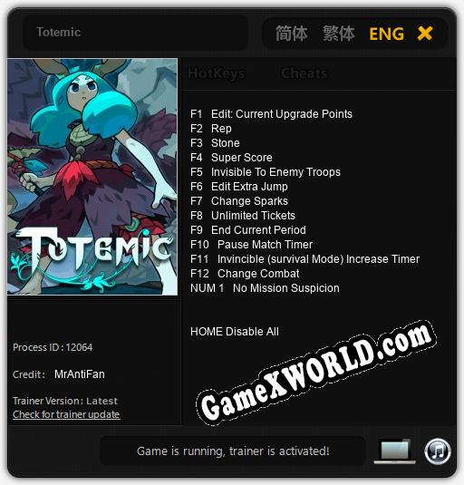 Трейнер для Totemic [v1.0.3]