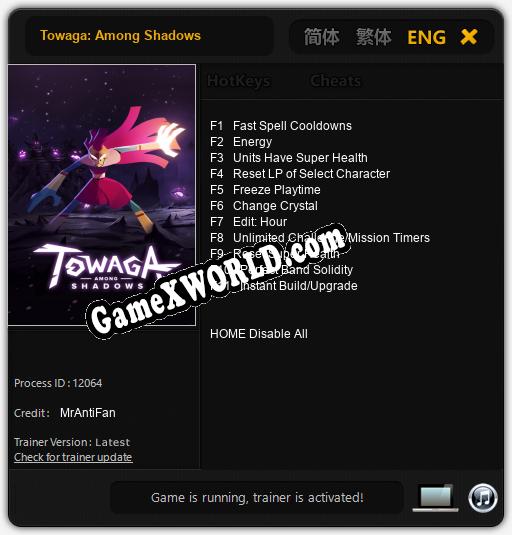 Towaga: Among Shadows: ТРЕЙНЕР И ЧИТЫ (V1.0.92)