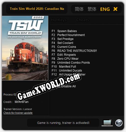 Train Sim World 2020: Canadian National Oakville Subdivision: Трейнер +12 [v1.5]