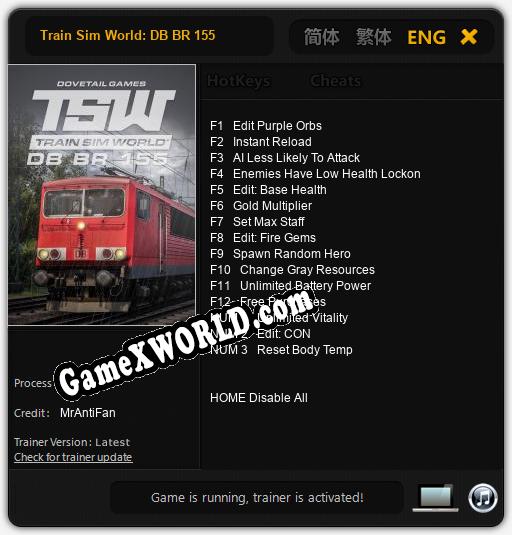 Train Sim World: DB BR 155: Читы, Трейнер +15 [MrAntiFan]