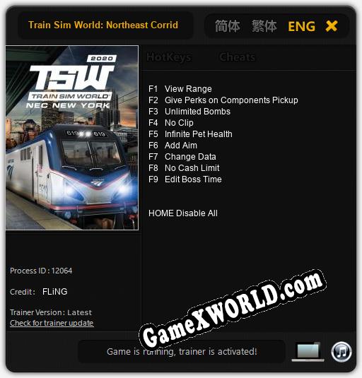 Train Sim World: Northeast Corridor New York: Трейнер +9 [v1.7]