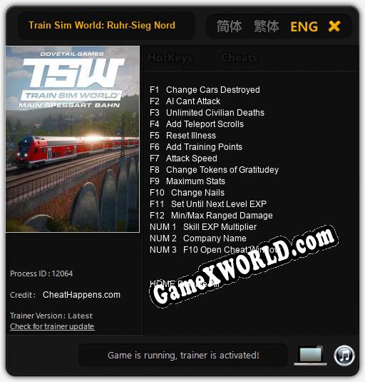 Train Sim World: Ruhr-Sieg Nord: Трейнер +15 [v1.7]