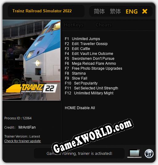 Trainz Railroad Simulator 2022: Трейнер +12 [v1.7]