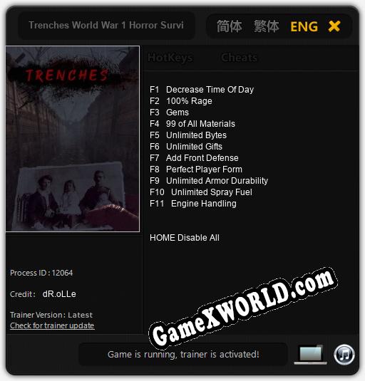 Trenches World War 1 Horror Survival Game: ТРЕЙНЕР И ЧИТЫ (V1.0.53)