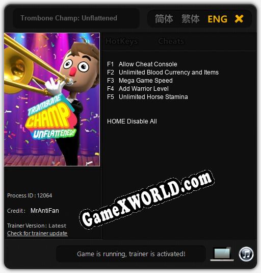 Трейнер для Trombone Champ: Unflattened [v1.0.8]