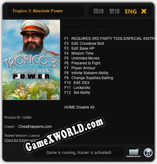 Tropico 3: Absolute Power: Трейнер +12 [v1.1]