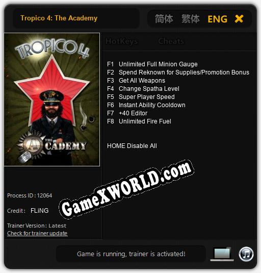 Tropico 4: The Academy: Трейнер +8 [v1.3]