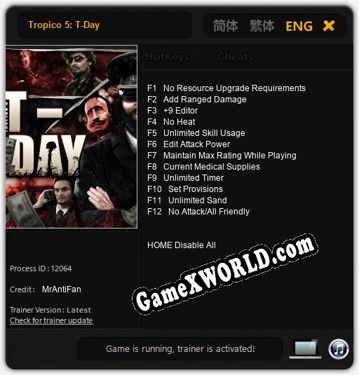 Tropico 5: T-Day: Читы, Трейнер +12 [MrAntiFan]