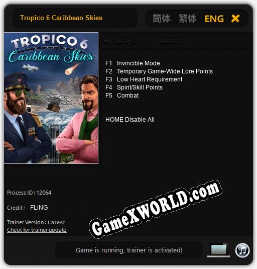 Tropico 6 Caribbean Skies: Трейнер +5 [v1.2]