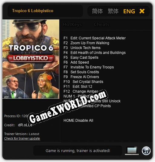 Трейнер для Tropico 6 Lobbyistico [v1.0.7]