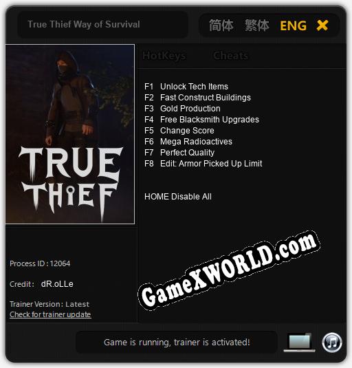 True Thief Way of Survival: ТРЕЙНЕР И ЧИТЫ (V1.0.18)