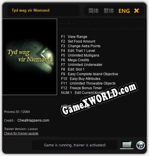 Трейнер для Tyd wag vir Niemand [v1.0.9]