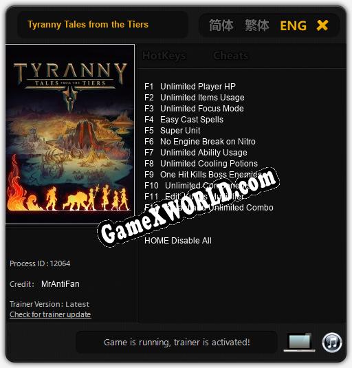 Tyranny Tales from the Tiers: Читы, Трейнер +12 [MrAntiFan]