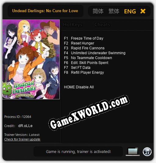 Undead Darlings: No Cure for Love: Трейнер +8 [v1.3]