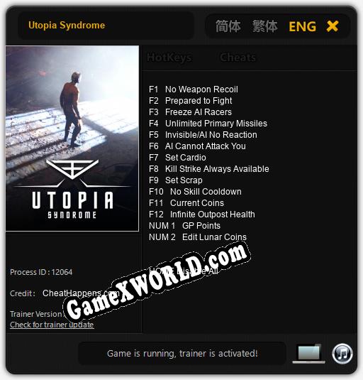 Трейнер для Utopia Syndrome [v1.0.4]