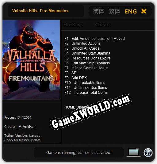 Valhalla Hills: Fire Mountains: Читы, Трейнер +12 [MrAntiFan]