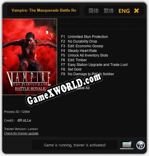 Vampire: The Masquerade Battle Royale: Трейнер +9 [v1.6]