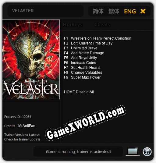 VELASTER: ТРЕЙНЕР И ЧИТЫ (V1.0.64)