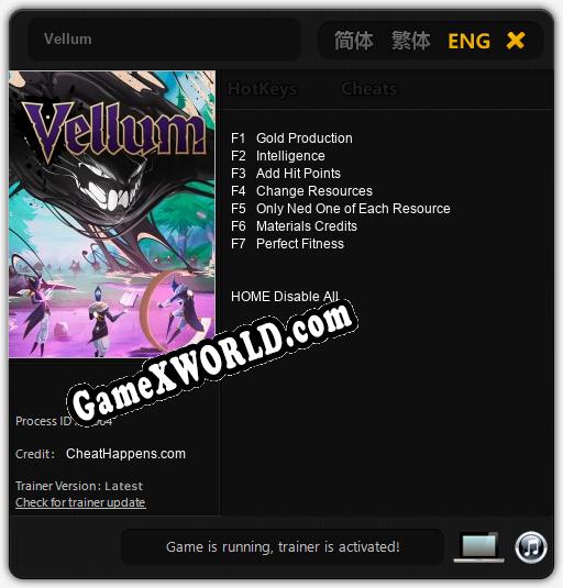 Vellum: ТРЕЙНЕР И ЧИТЫ (V1.0.11)
