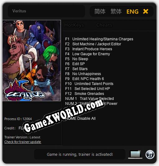 Veritus: Читы, Трейнер +14 [FLiNG]