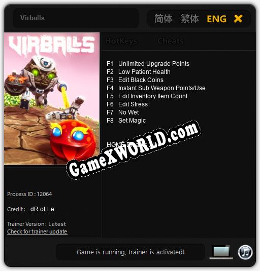 Трейнер для Virballs [v1.0.4]