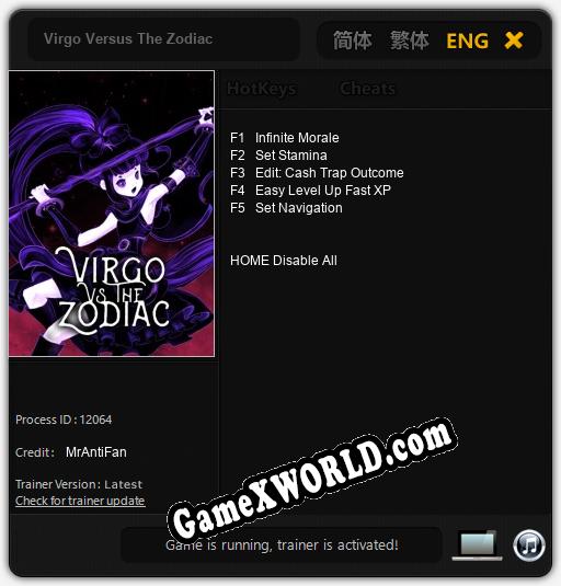 Трейнер для Virgo Versus The Zodiac [v1.0.5]