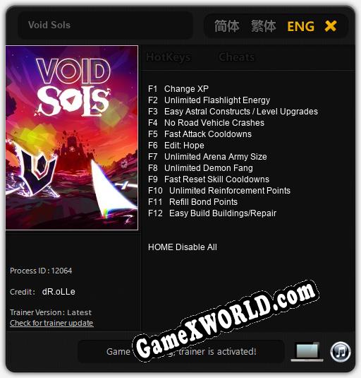Трейнер для Void Sols [v1.0.9]
