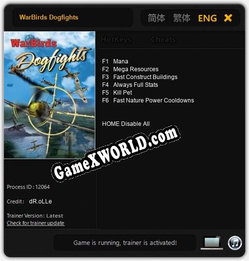 Трейнер для WarBirds Dogfights [v1.0.9]