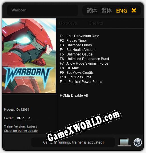 Warborn: Трейнер +11 [v1.9]