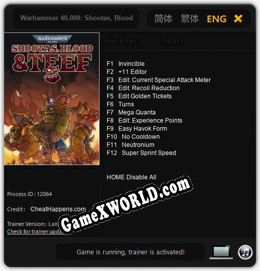 Warhammer 40,000: Shootas, Blood Teef: Трейнер +12 [v1.7]